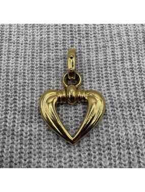 Givenchy Gold Tone Open Heart Pendant Charm Designer Signed Statement